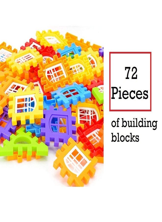 PULSBERY مكعبات بناء منزل "بيتي السعيد" من بولسبري - 72 قطعة مكعبات ضخمة بنوافذ جذابة وحواف دائرية ناعمة، ألعاب مكعبات بناء، وألعاب للأطفال، أفضل هدية أحجية (متعددة الألوان) - Image 3